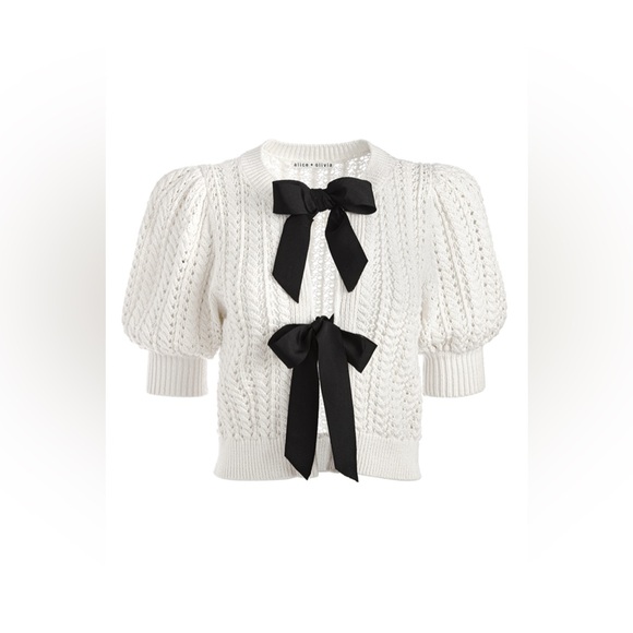 Alice + Olivia Sweaters - NWT Alice + Olivia Kitty Puff Sleeve Cardigan Sweater XS
